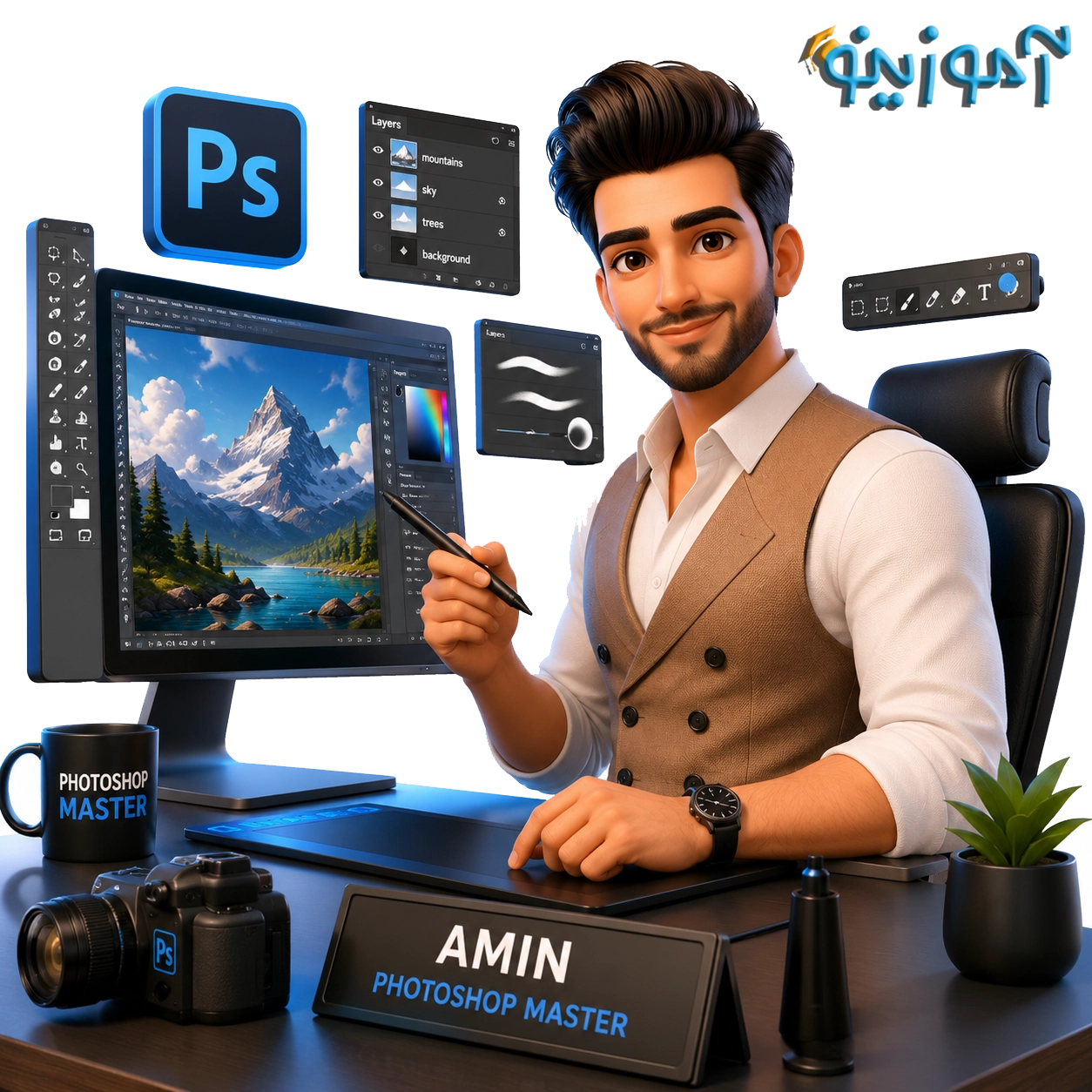 کلاس فتوشاپ یاسوج _ امین پیرمرادیان _ دوره فتوشاپ یاسوج _ آموزینو